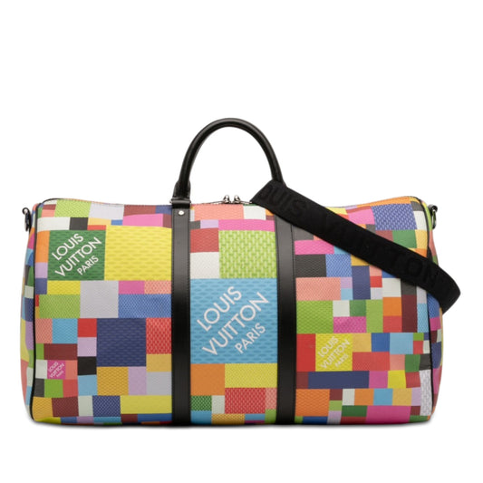 Multicolor Damier Graphite 3D Keepall Bandouliere 50