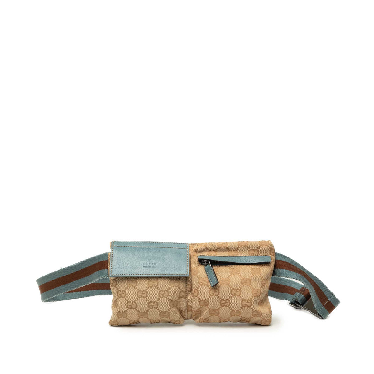 Gucci GG Canvas Web Double Pocket Belt Bag
