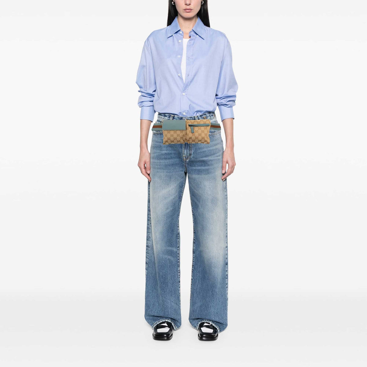 Gucci GG Canvas Web Double Pocket Belt Bag