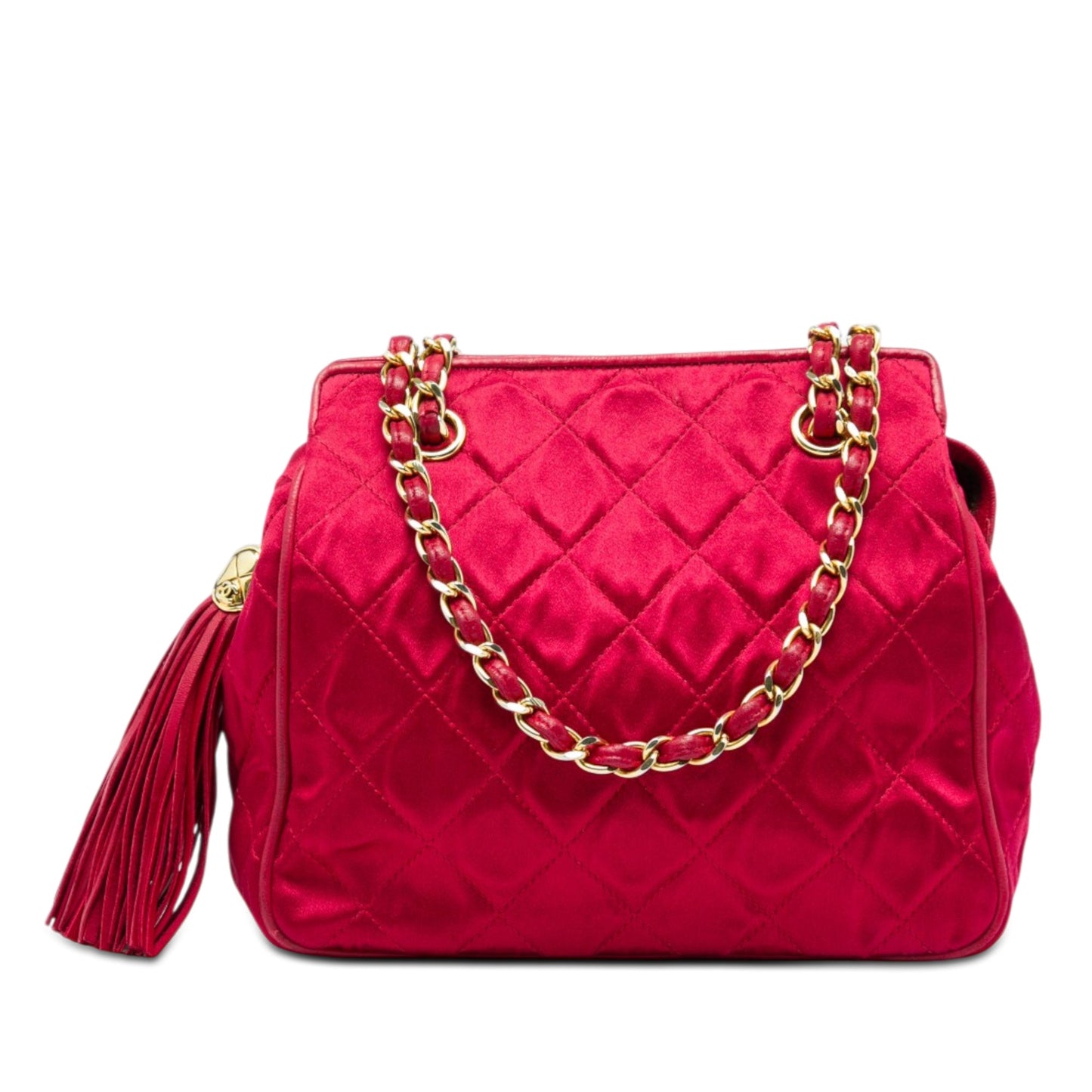 Chanel CC Quilted Satin Tassel Chain Shoulder Bag