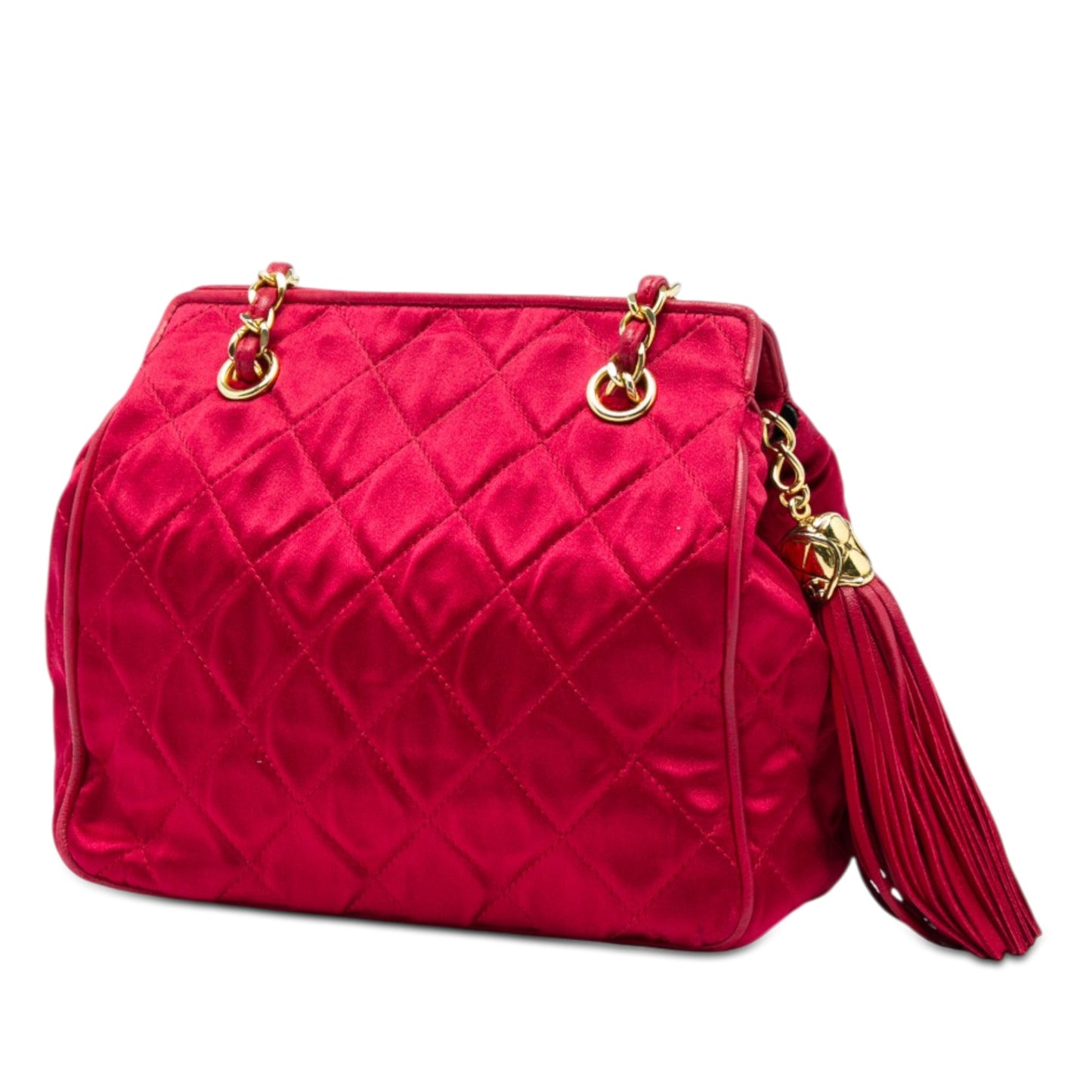 Chanel CC Quilted Satin Tassel Chain Shoulder Bag