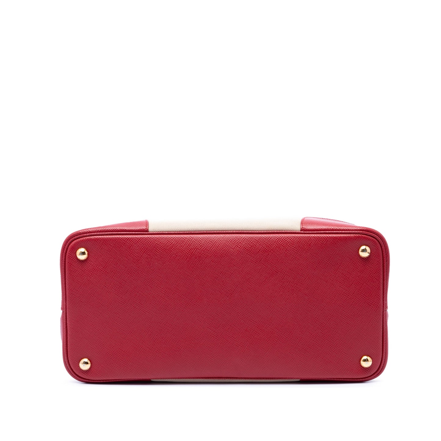 Prada Large Saffiano Trimmed Canapa Double Satchel