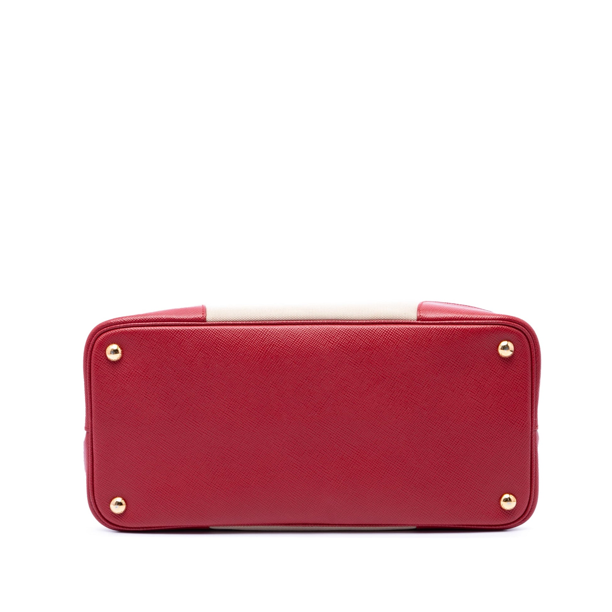 Prada Large Saffiano Trimmed Canapa Double Satchel