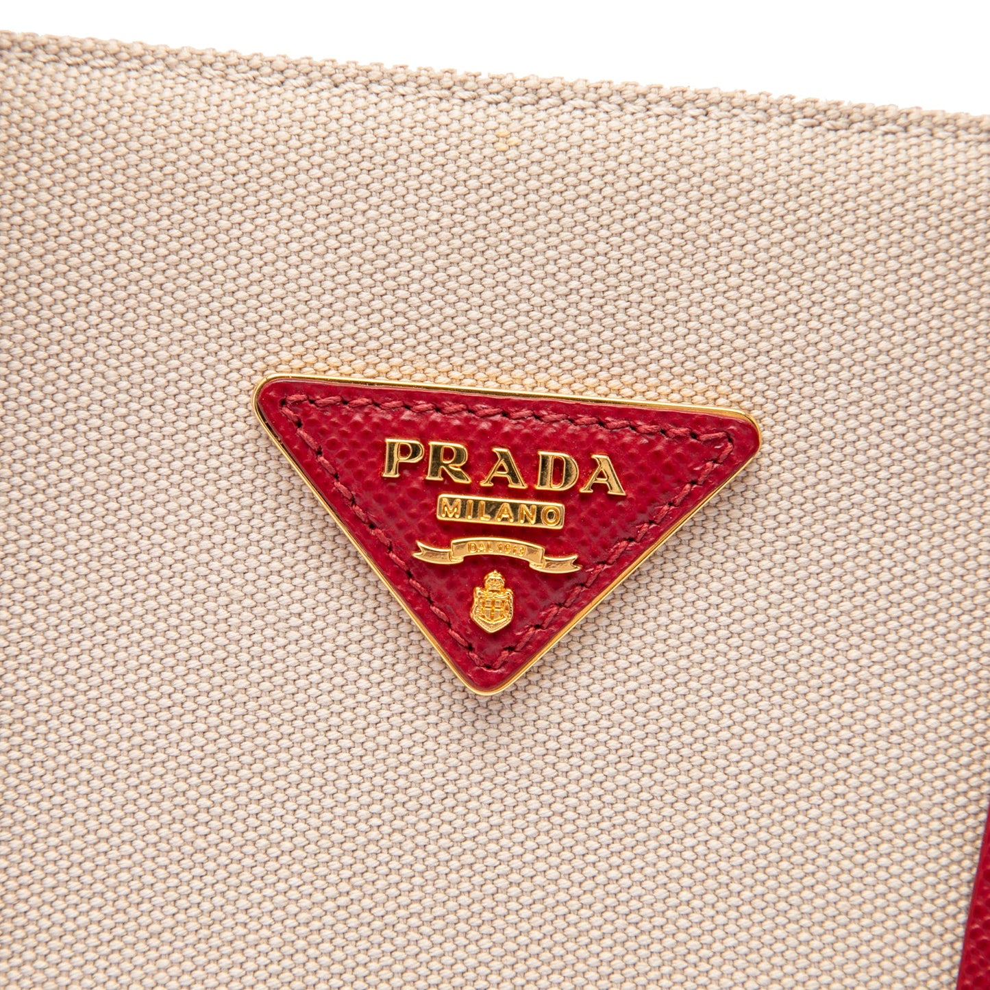 Prada Large Saffiano Trimmed Canapa Double Satchel