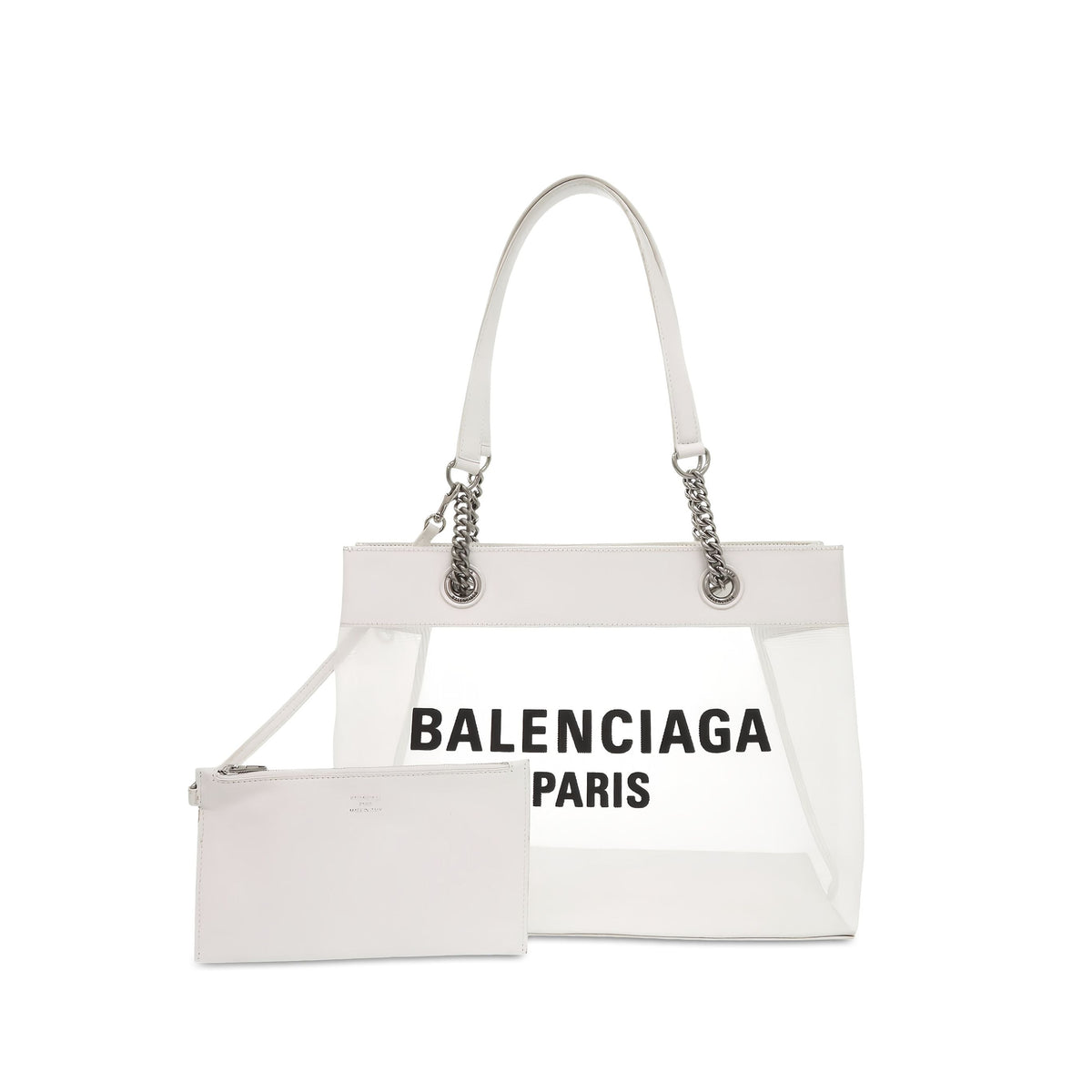 Balenciaga Medium Leather Duty Free Tote — White