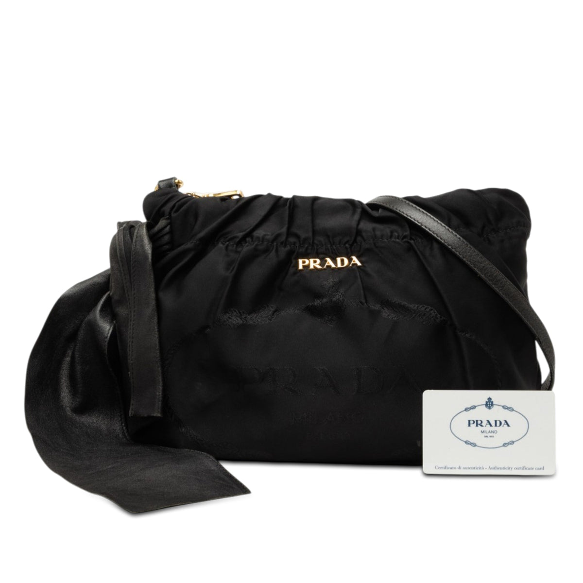 Prada Tessuto Canapa Logo Bow Crossbody