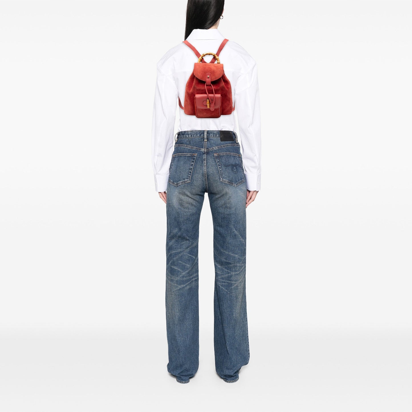 Gucci Suede Bamboo Backpack