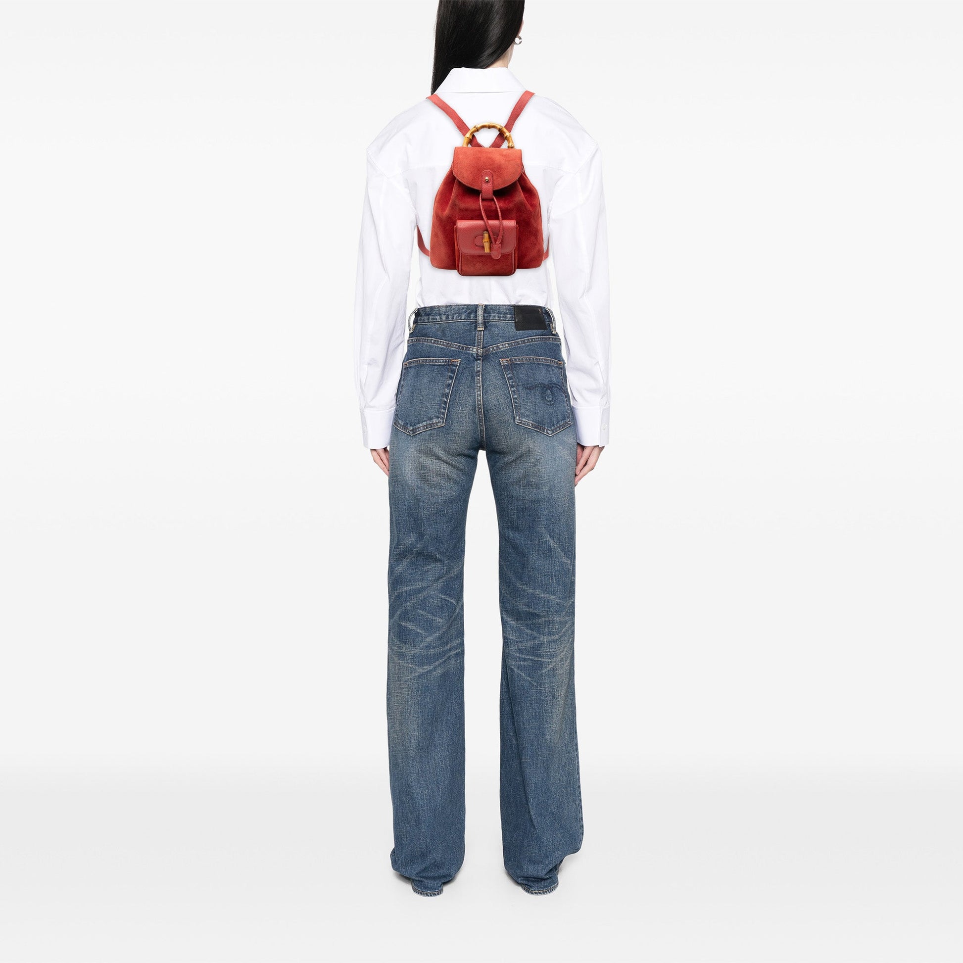 Gucci Suede Bamboo Backpack