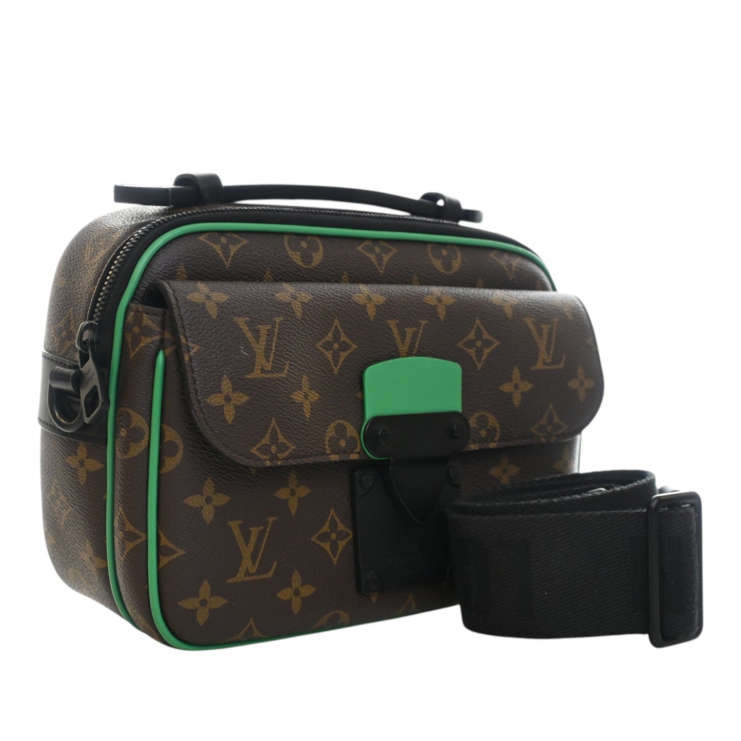 Louis Vuitton Monogram Macassar S Lock Messenger Bag