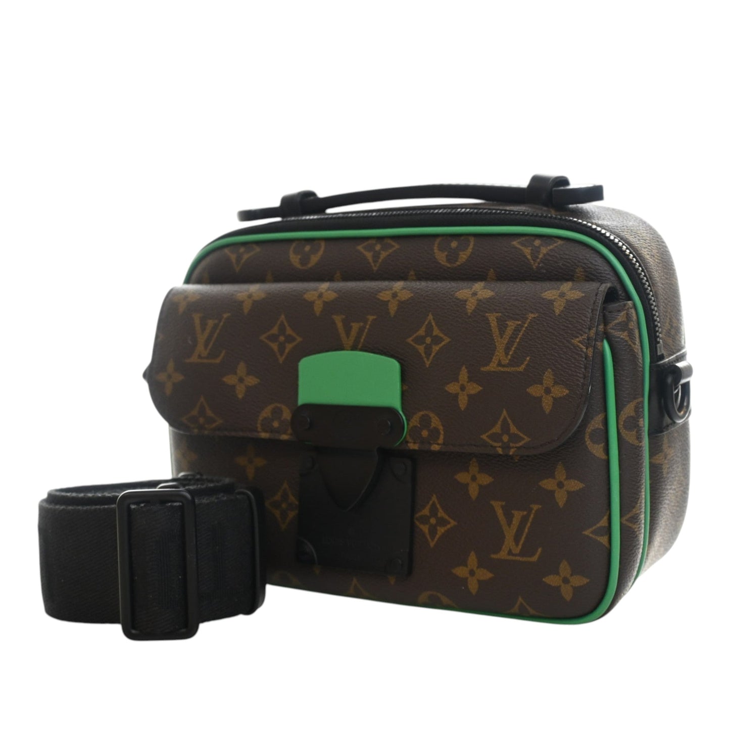 Louis Vuitton Monogram Macassar S Lock Messenger Bag