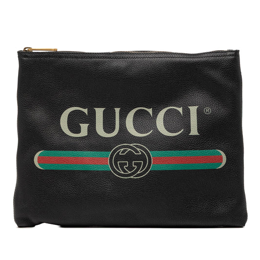 Gucci Medium Leather Logo Portfolio Clutch