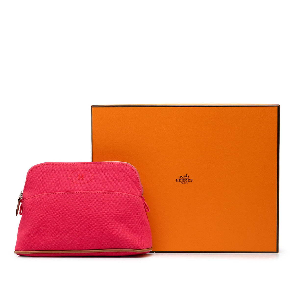 Hermès Toile Bolide Trousse De Voyage Pouch PM — Pink