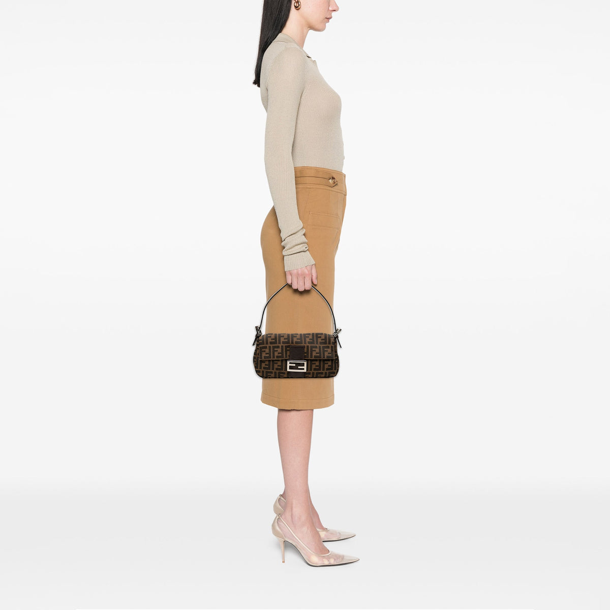 Fendi Zucca Canvas Baguette — Brown