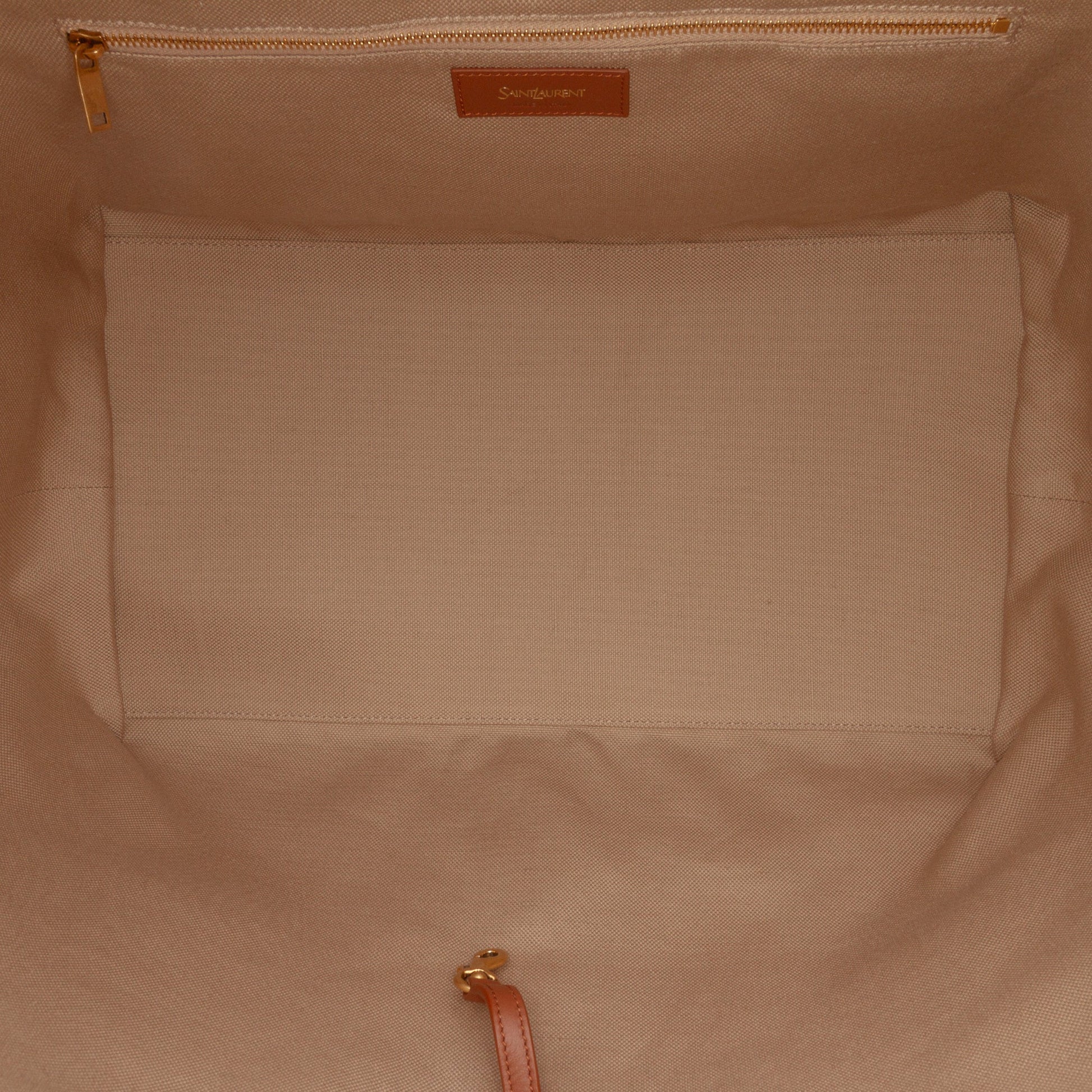 Saint Laurent Leather Trimmed Canvas Y Tote