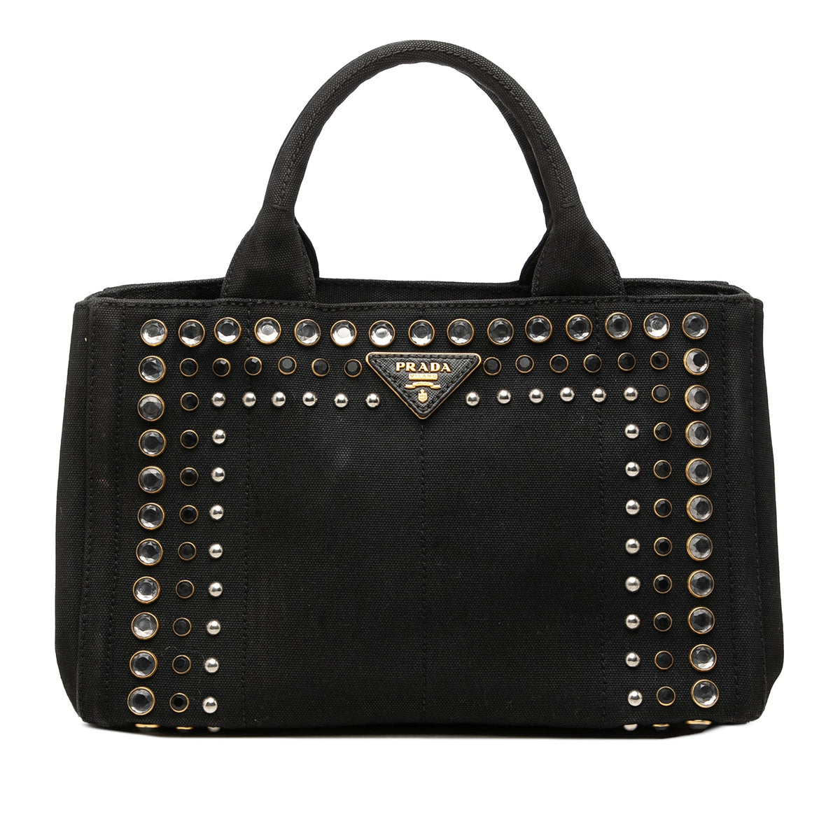 Prada Canvas Canapa Studded Handbag