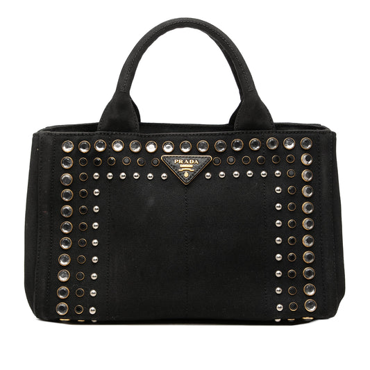 Prada Canvas Canapa Studded Handbag