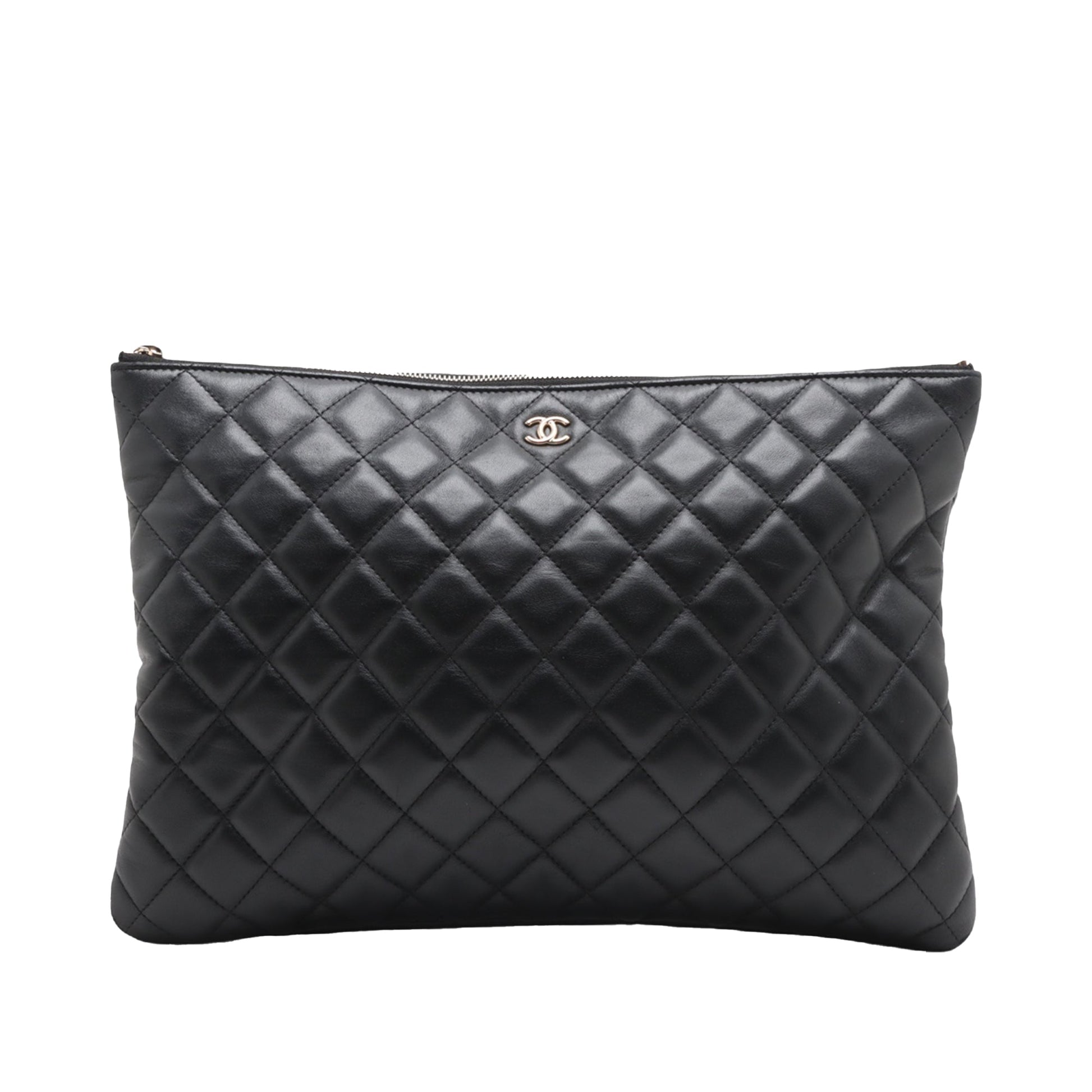 Chanel Large Quilted Lambskin O Case Clutch