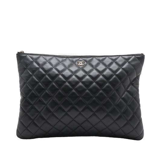 Chanel Large Quilted Lambskin O Case Clutch