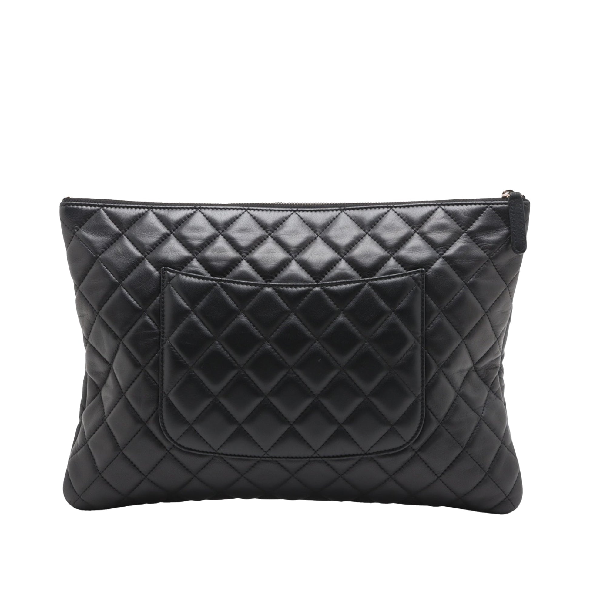 Chanel Large Quilted Lambskin O Case Clutch