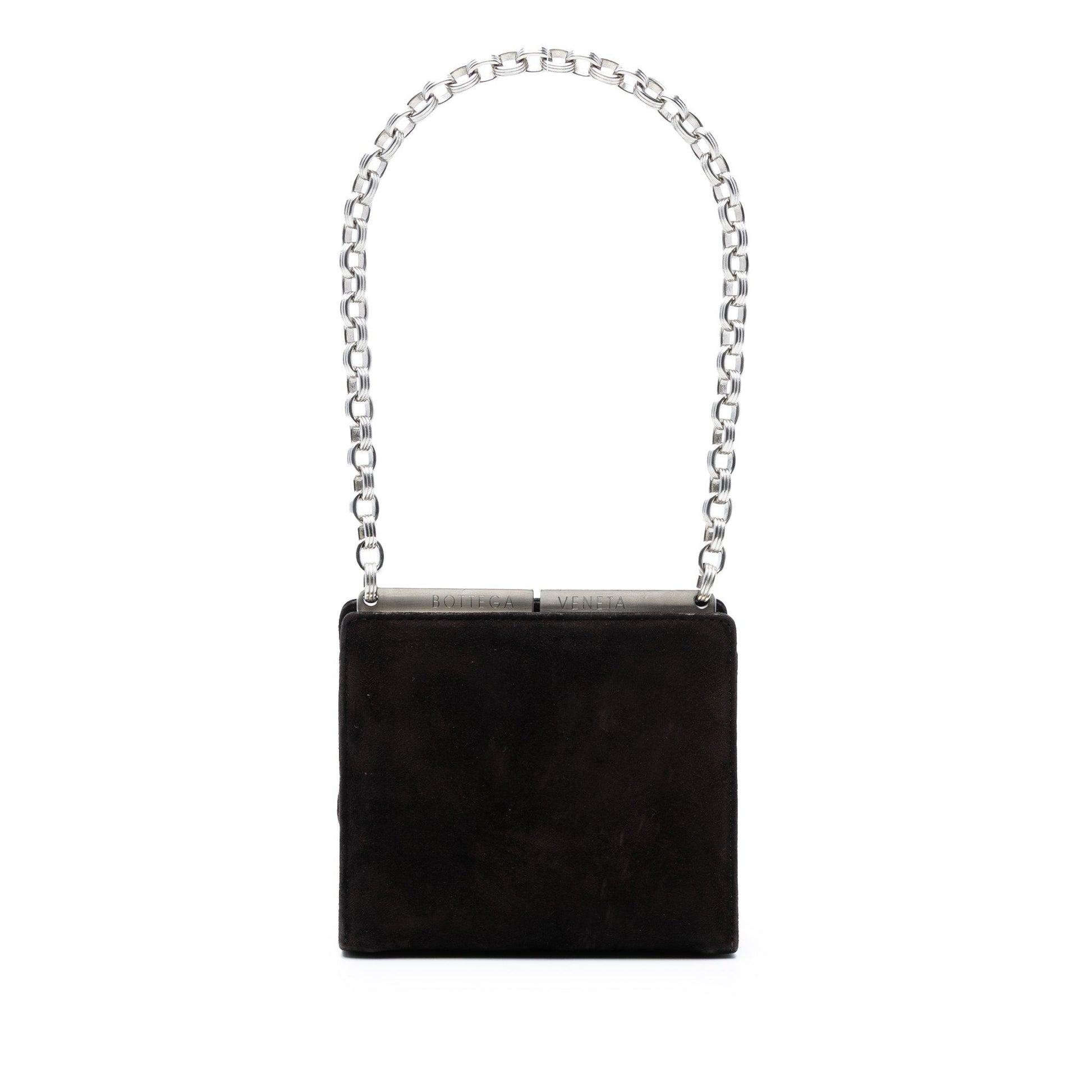 Bottega Veneta Suede Frame Clutch on Chain
