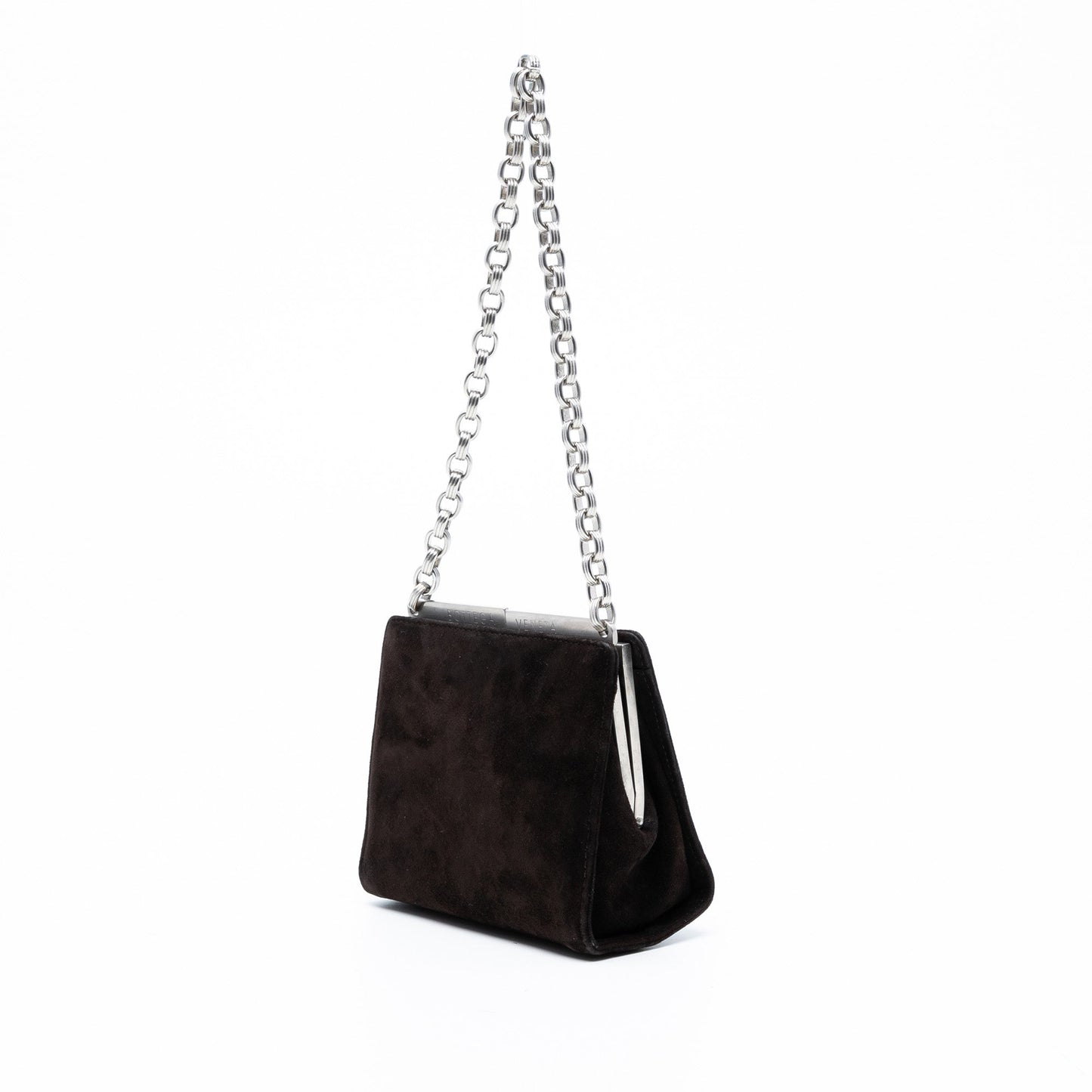 Bottega Veneta Suede Frame Clutch on Chain