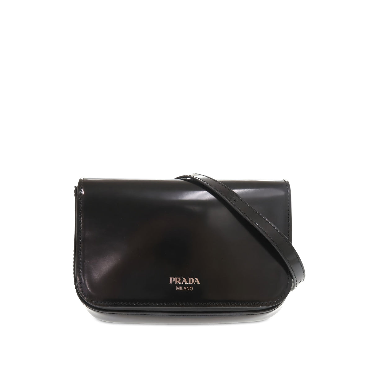 Prada City Calf Flap Crossbody — Black