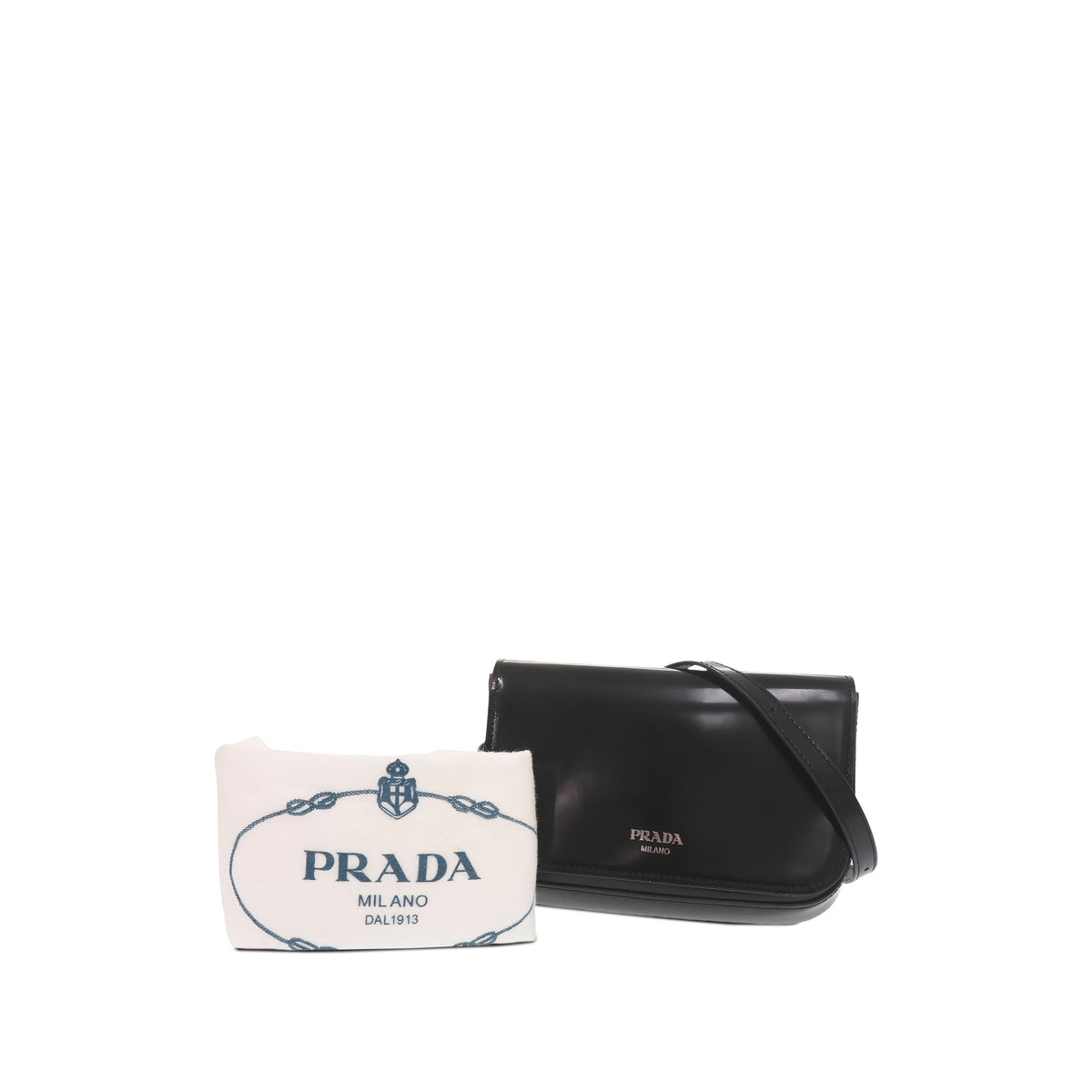 Prada City Calf Flap Crossbody — Black