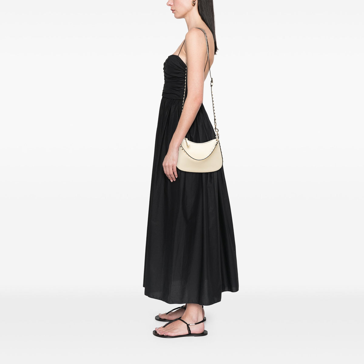 Valentino Small Grainy Calfskin Rockstud Hobo