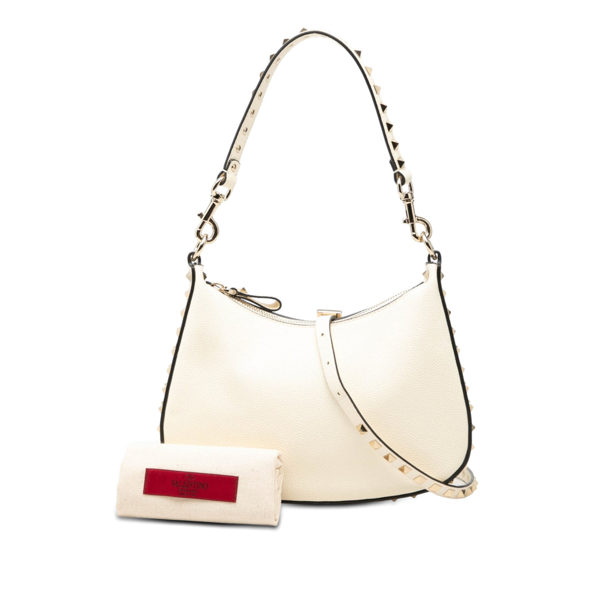 Valentino Small Grainy Calfskin Rockstud Hobo