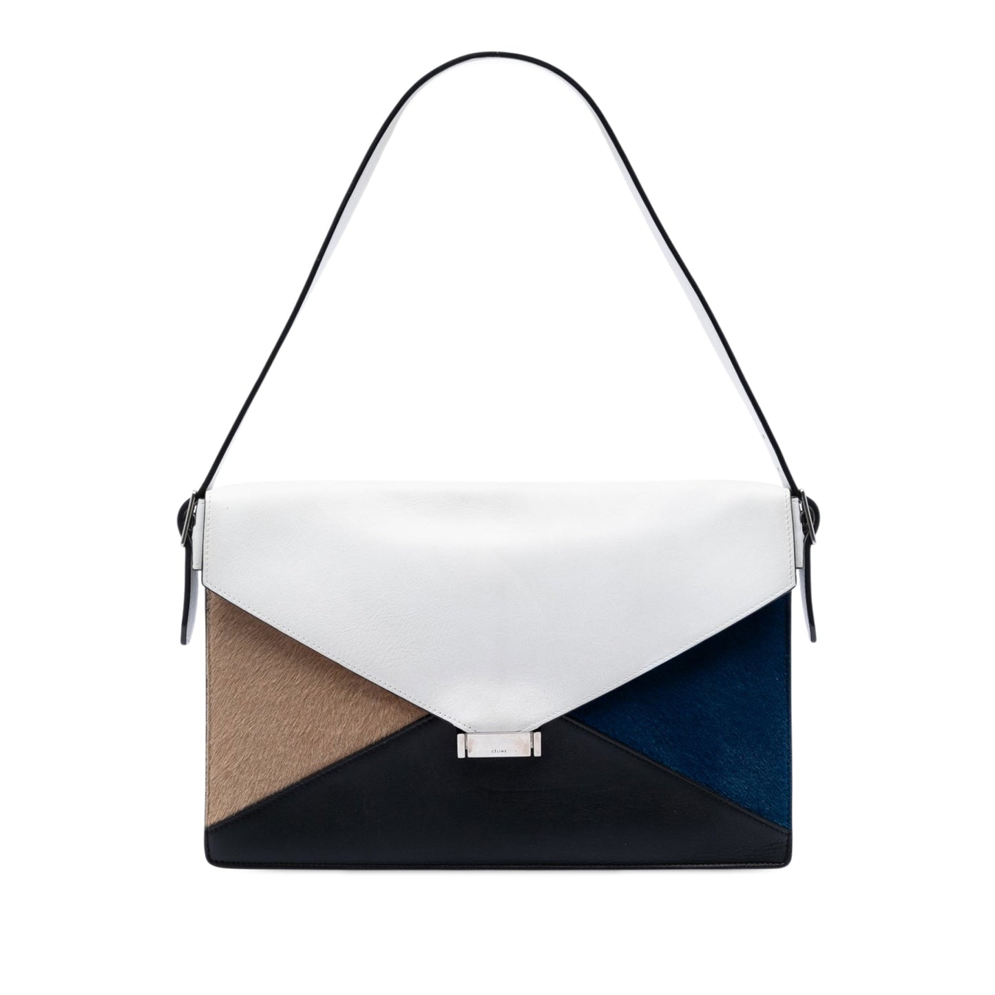 Celine Multicolor Leather and Pony Hair Diamond Shoulder Bag