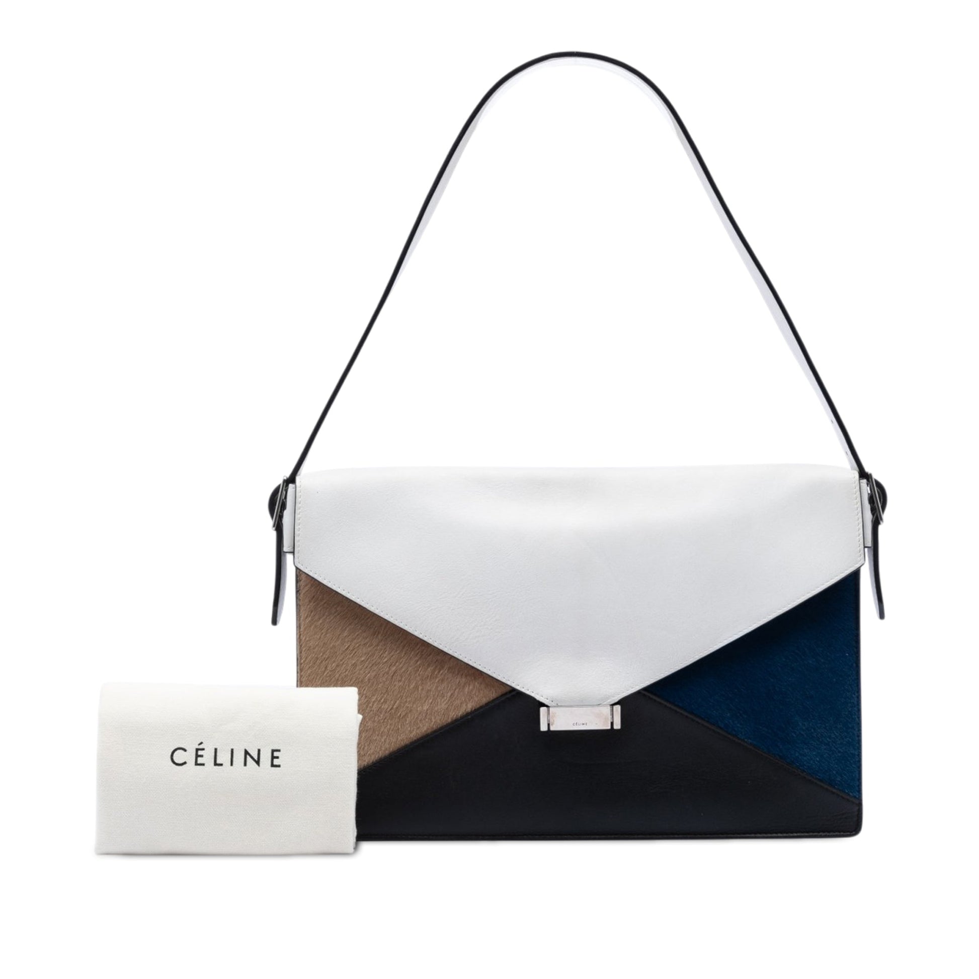 Celine Multicolor Leather and Pony Hair Diamond Shoulder Bag