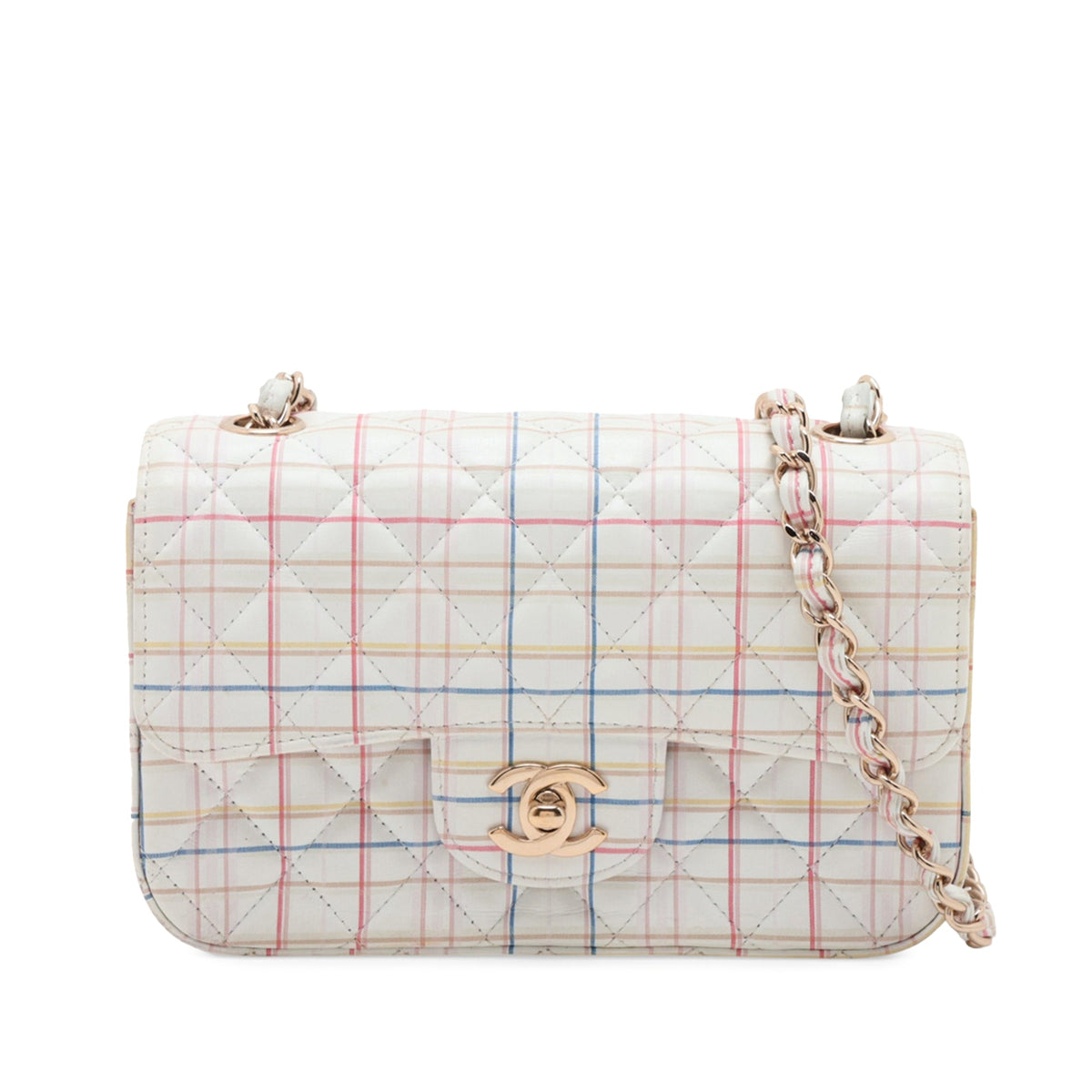 Chanel Mini Rectangular Classic Printed Calfskin Single Flap — White