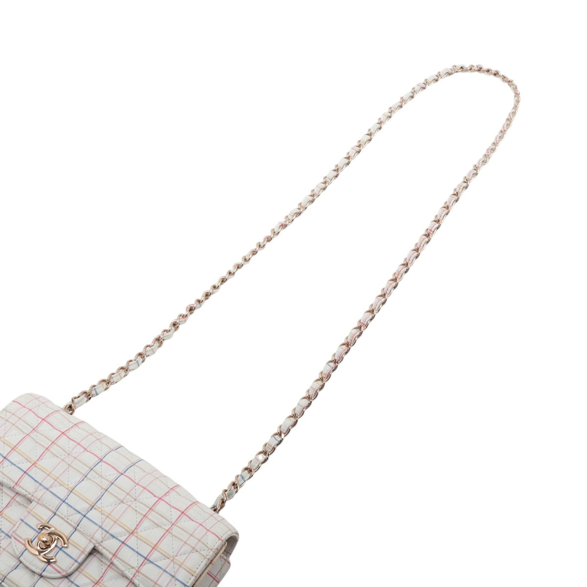 Chanel Mini Rectangular Classic Printed Calfskin Single Flap — White