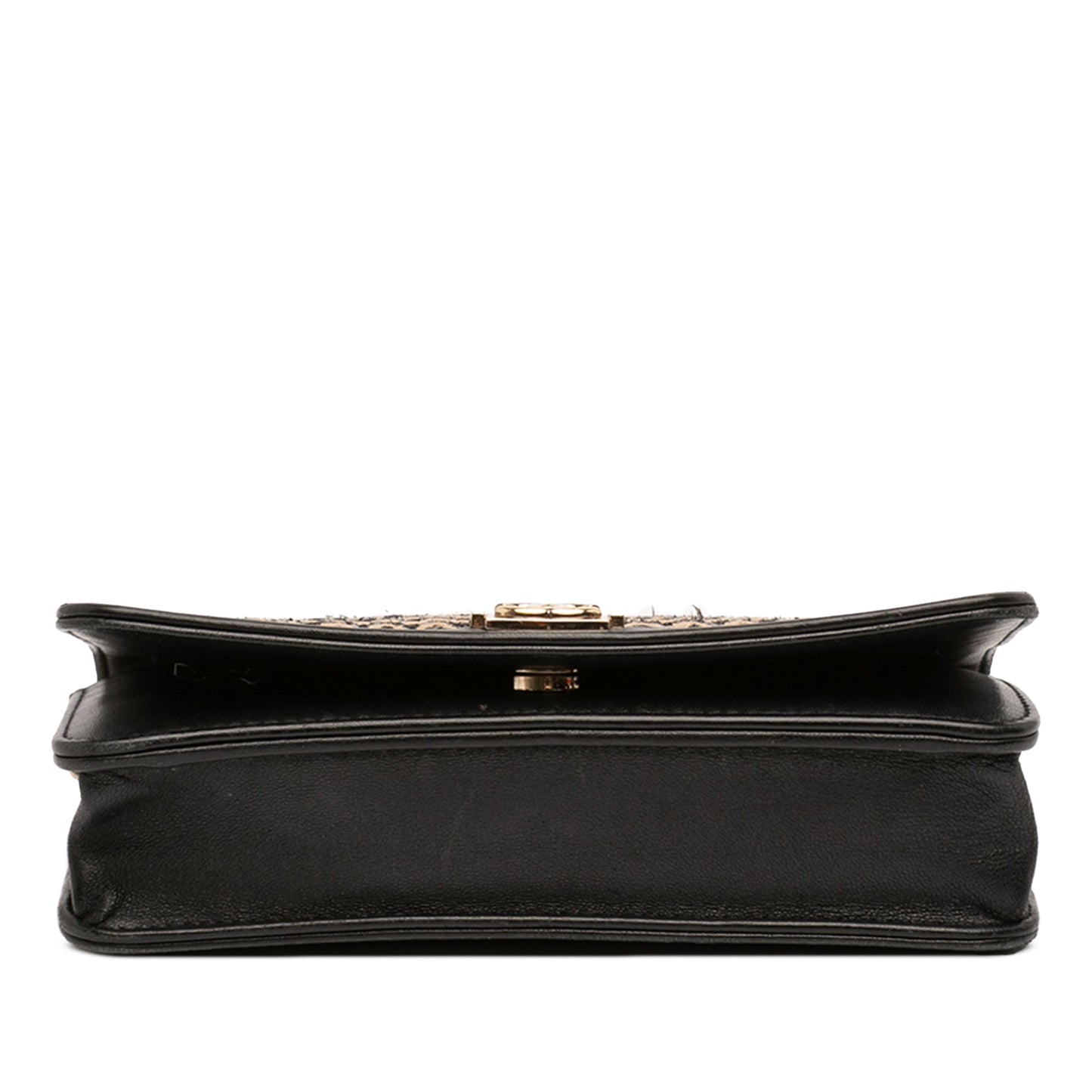 Chanel Lambskin and Woven Raffia Boy Wallet on Chain