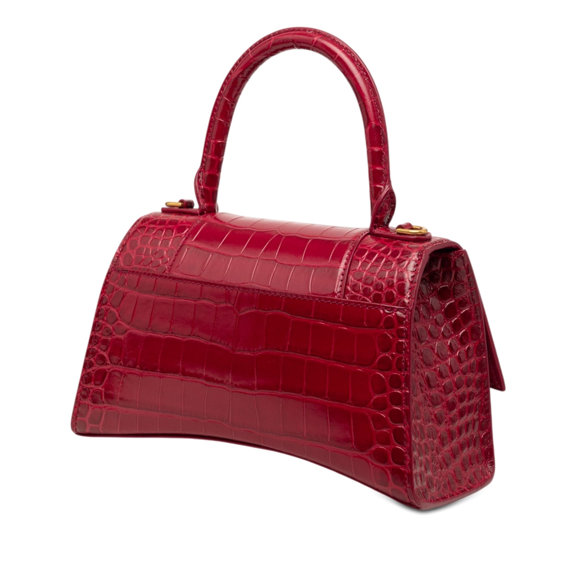 Balenciaga Small Croc Embossed Hourglass Top Handle Bag