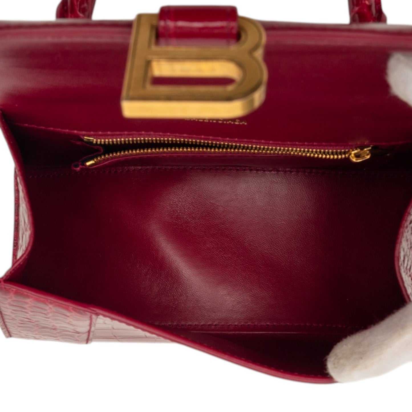 Balenciaga Small Croc Embossed Hourglass Top Handle Bag