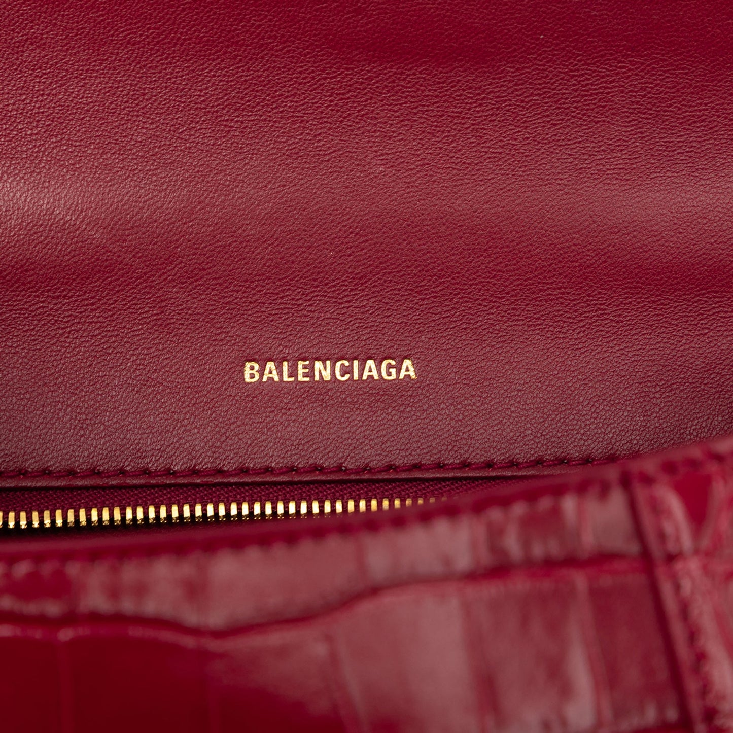 Balenciaga Small Croc Embossed Hourglass Top Handle Bag