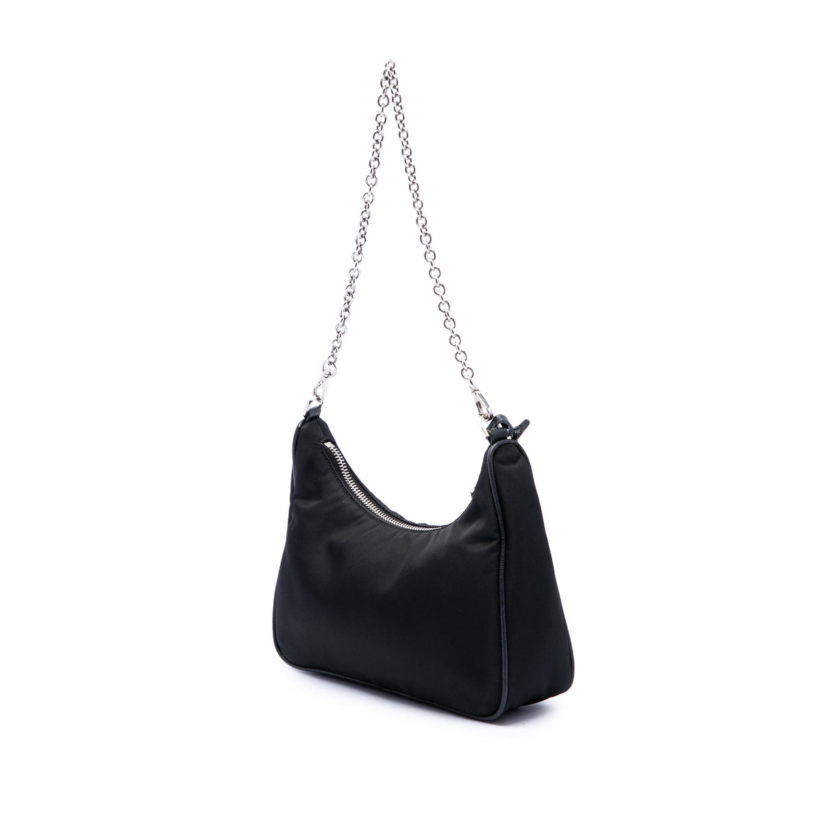 Prada Mini Saffiano Trimmed Tessuto Re Edition 2005 Satchel — Black