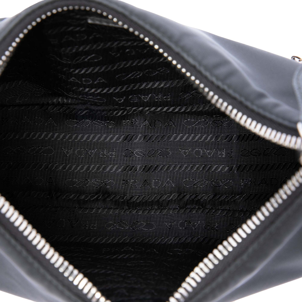Prada Mini Saffiano Trimmed Tessuto Re Edition 2005 Satchel — Black