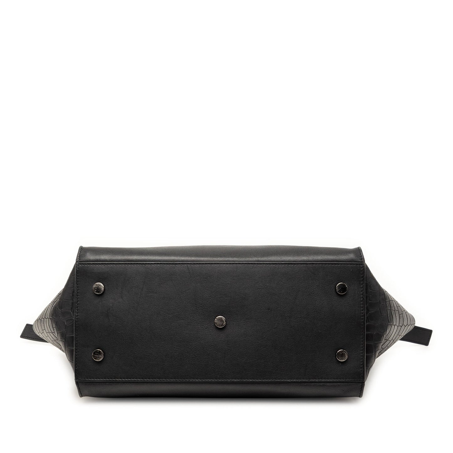 Saint Laurent Small Croc Embossed Trimmed Leather Downtown Cabas Satchel