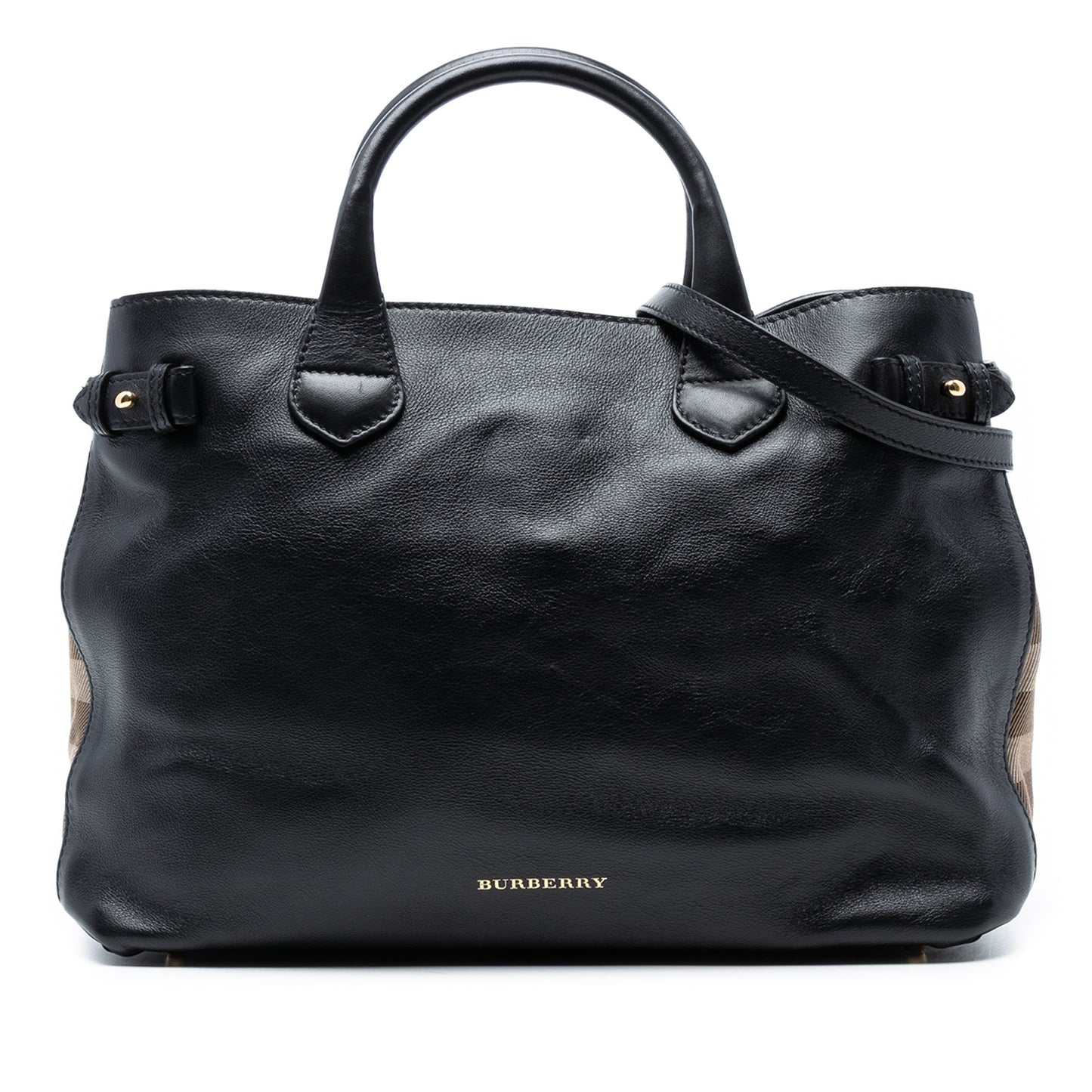 Burberry Medium Leather and House Check Banner Satchel