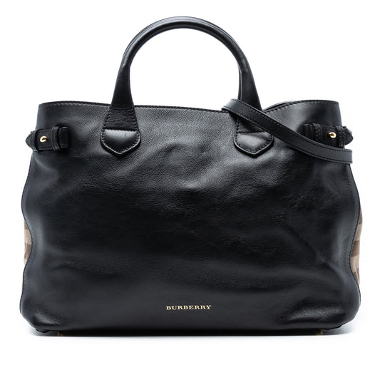 Burberry Medium Leather and House Check Banner Satchel