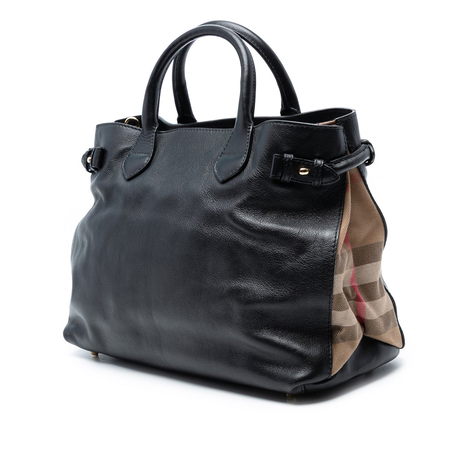 Burberry Medium Leather and House Check Banner Satchel