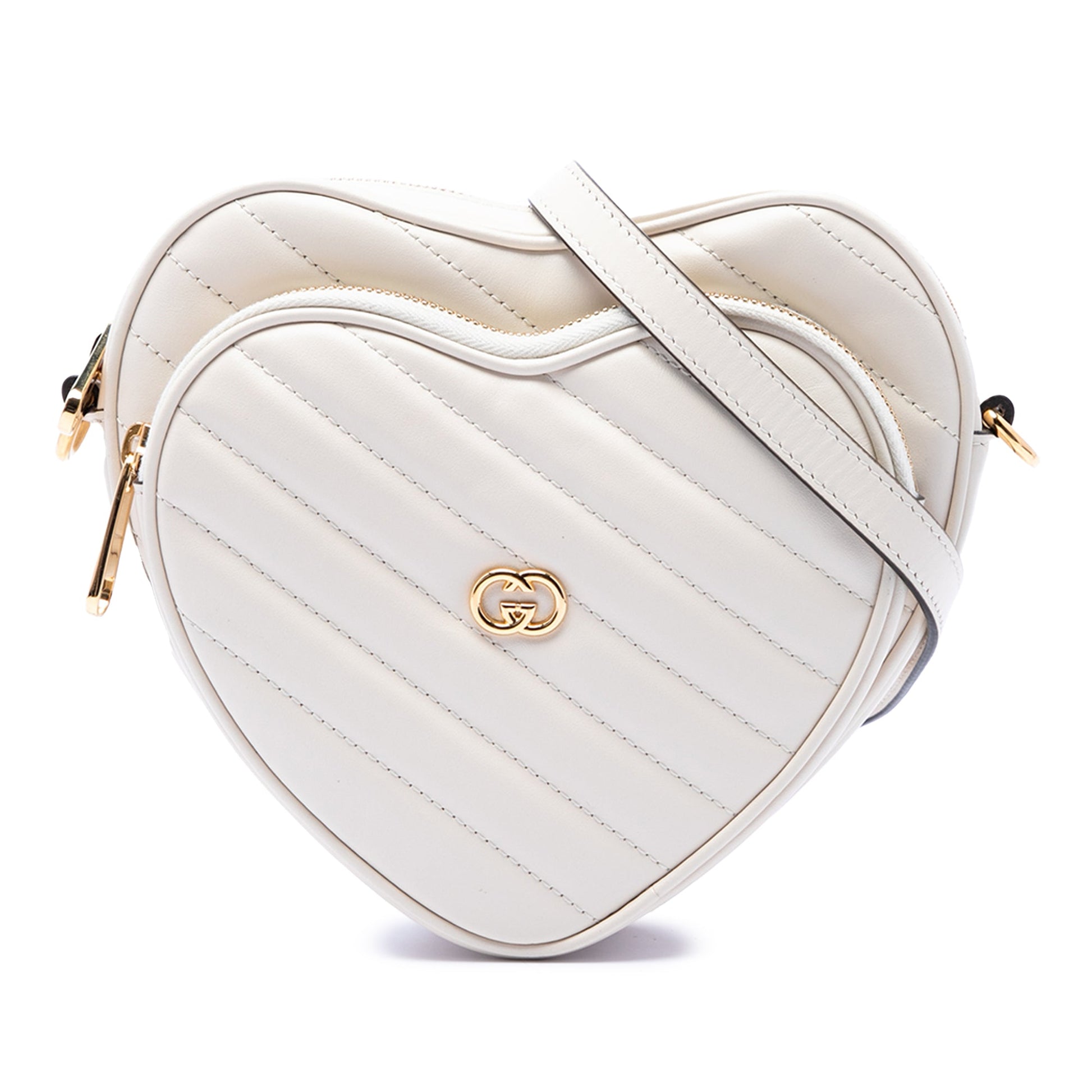 Gucci Mini Matelasse Diagonal Calfskin Interlocking G Heart Crossbody