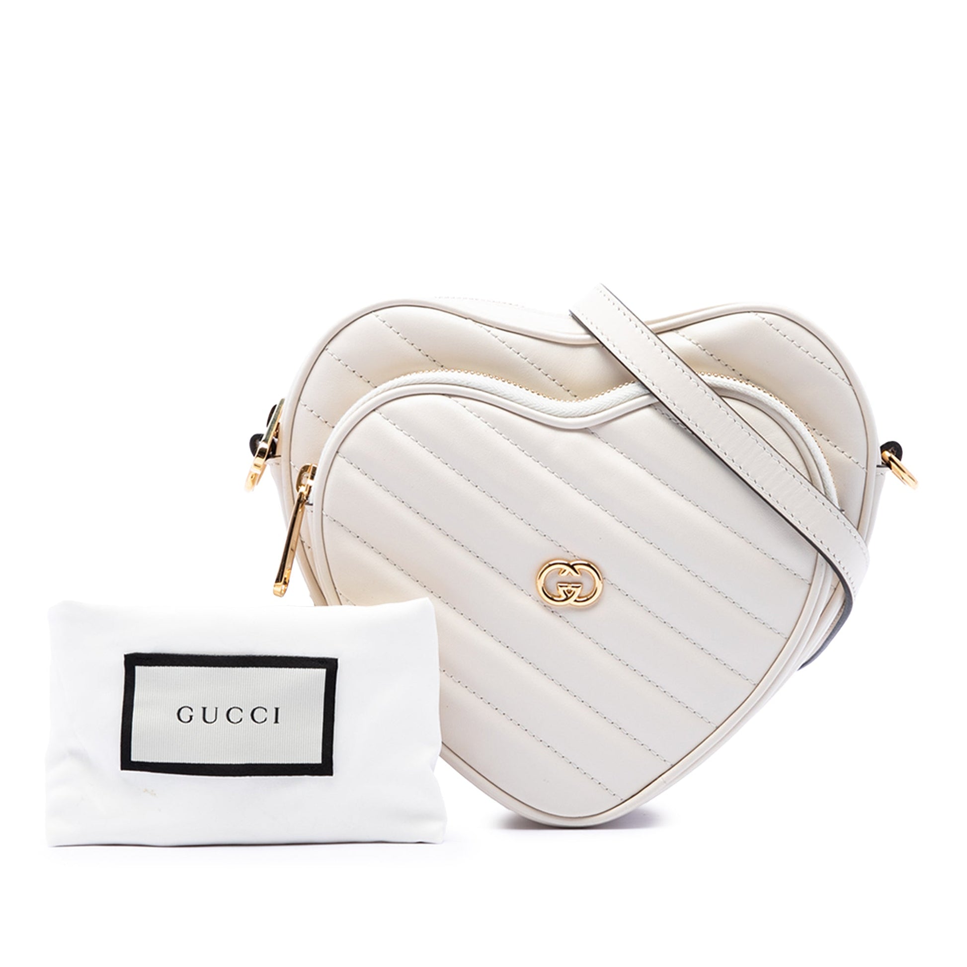 Gucci Mini Matelasse Diagonal Calfskin Interlocking G Heart Crossbody