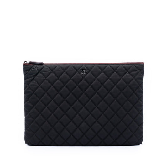 Chanel Large Quilted Nylon O Case Clutch