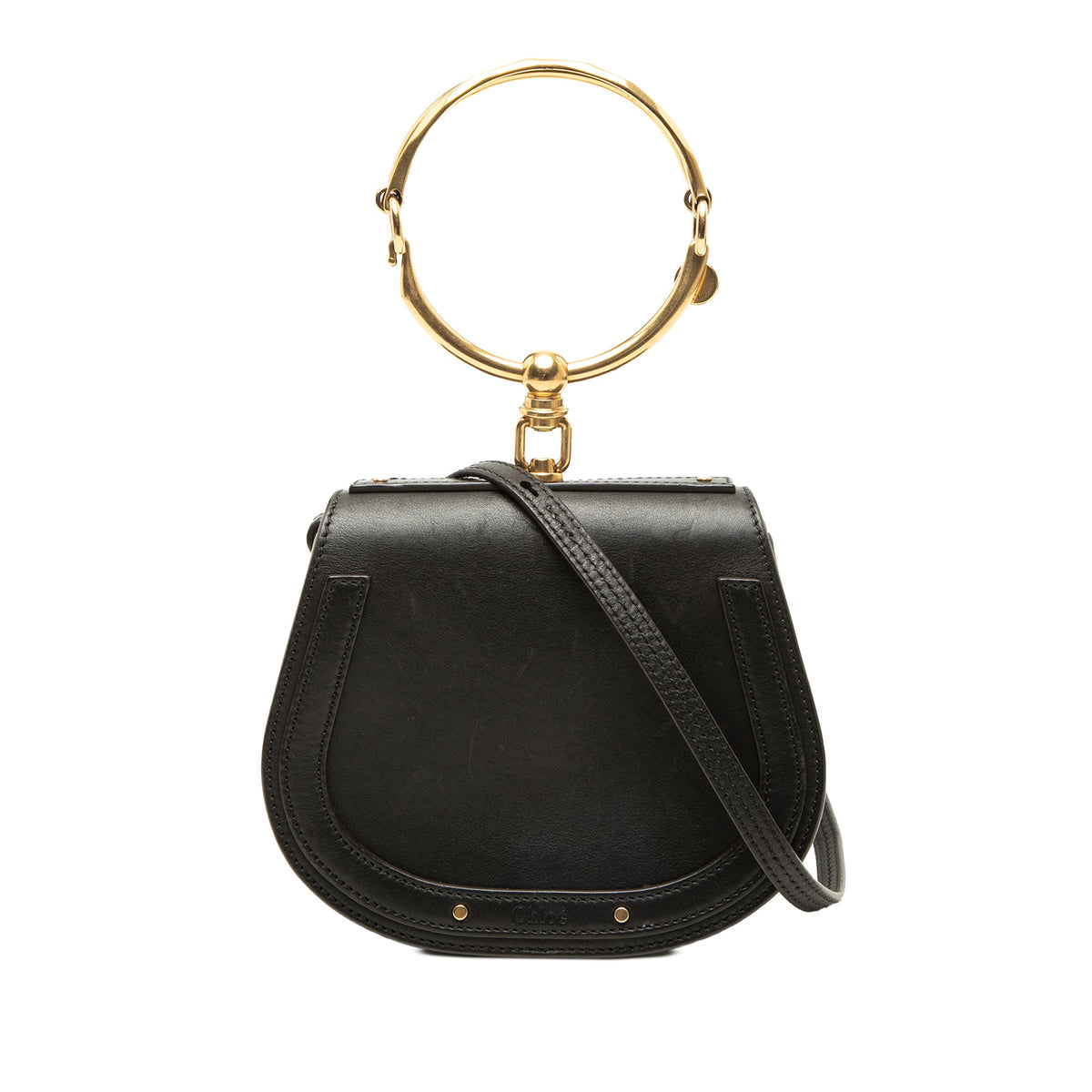 Chloé Small Leather Nile Bracelet Satchel — Black