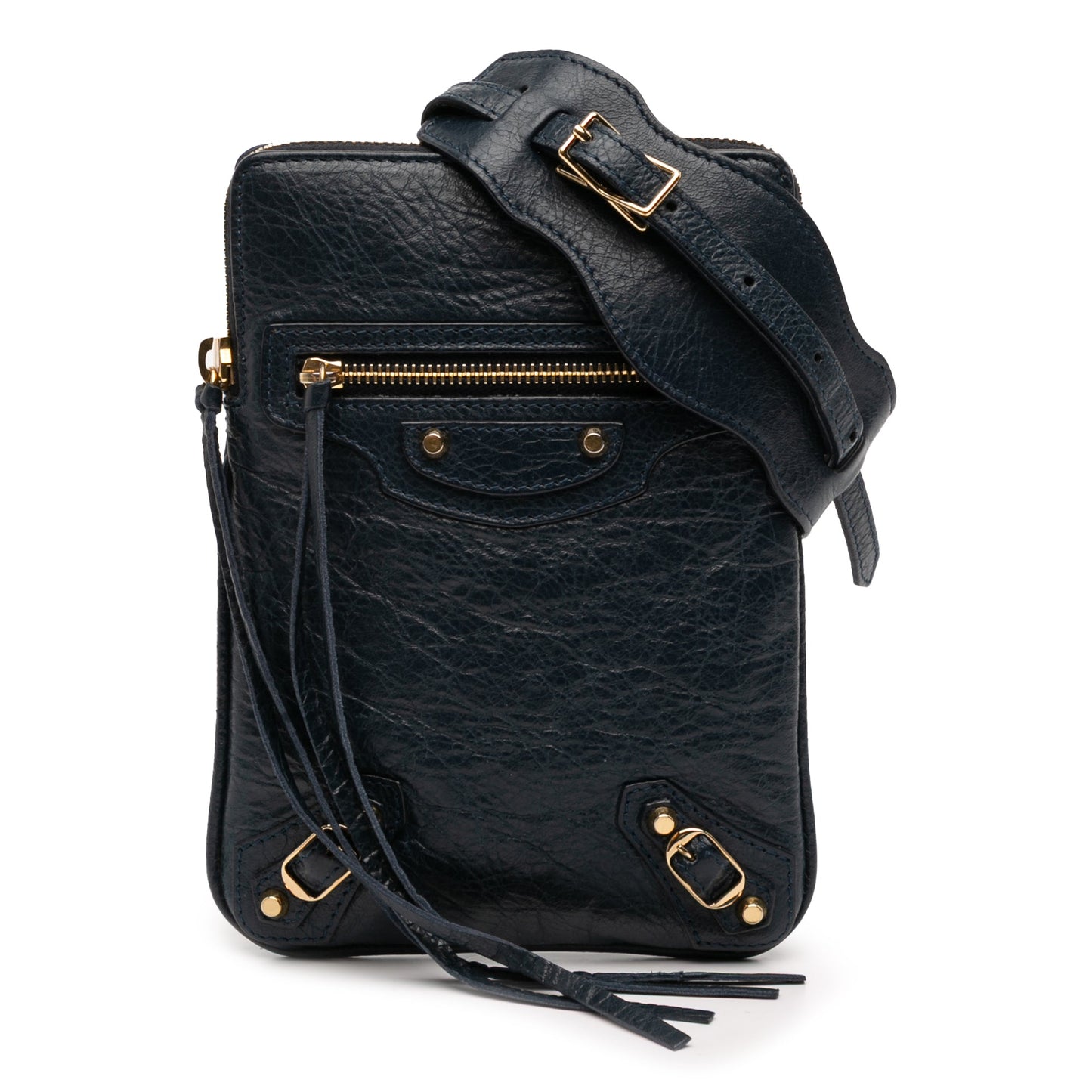 Balenciaga Lambskin Motocross Classic Phone Holder Bag