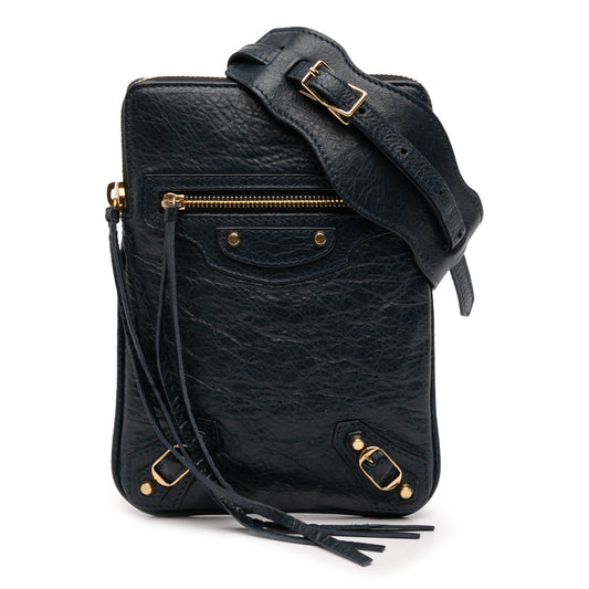 Balenciaga Lambskin Motocross Classic Phone Holder Bag