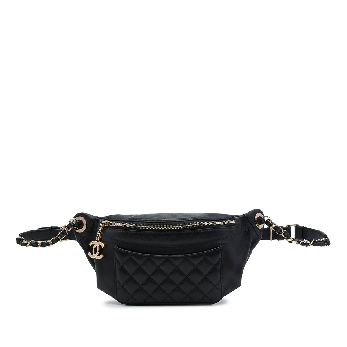 Chanel Quilted Lambskin Classic Bi Waist Bag — Black